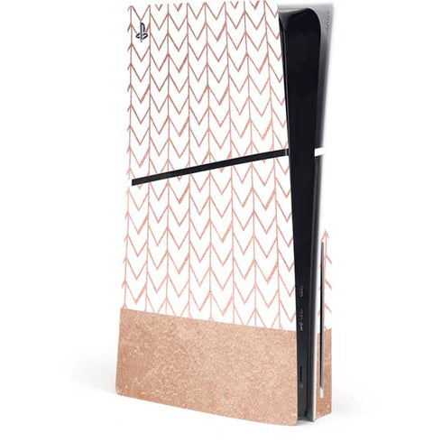 Rose Gold Herringbone PlayStation PS5 Skins